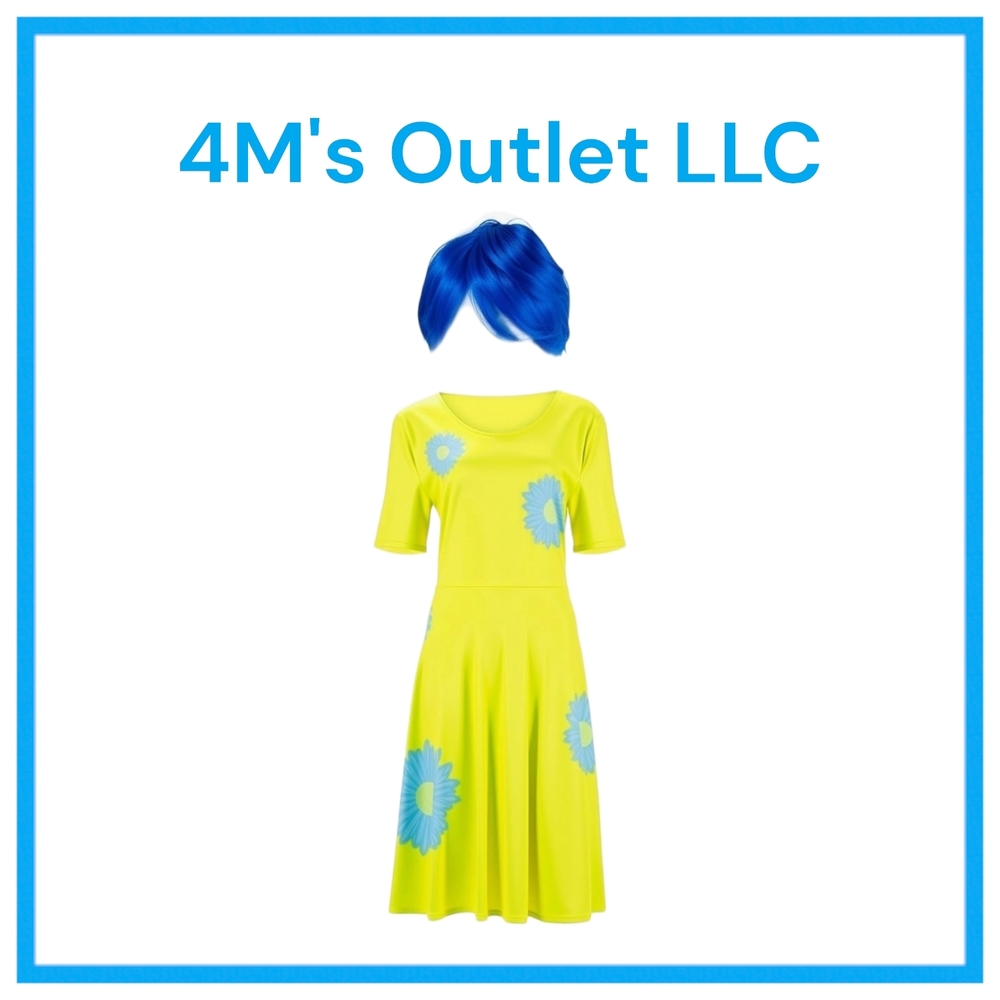 Vibrant Yellow Dress with Blue Floral Accents